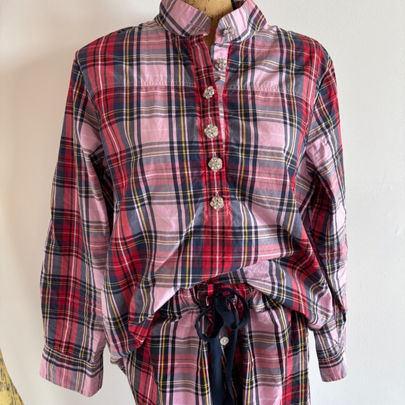 J. Crew pink plaid Oxford shirt - Picture 2 of 4